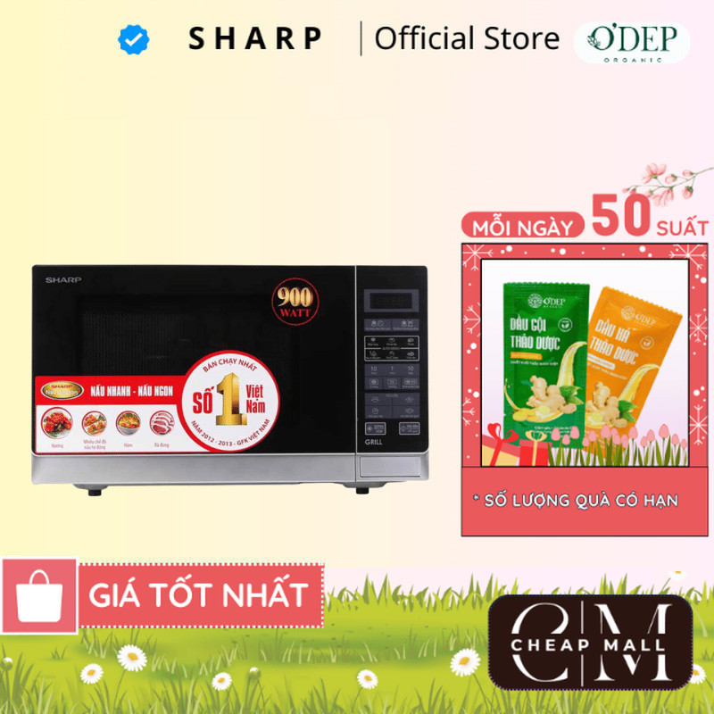 Lò vi sóng điện tử có nướng Sharp 25 Lít Chính hãng, giá tốt có trả góp R-G572VN-S - Bảo hành 12 thá