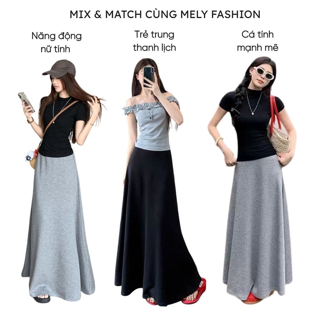 Chân váy dài dáng suông chữ A Mely Fashion Nỉ da cá mềm mịn cạp chun co giãn phong cách hàn quốc dễ mặc dễ phối đồ CV124 | BigBuy360 - bigbuy360.vn