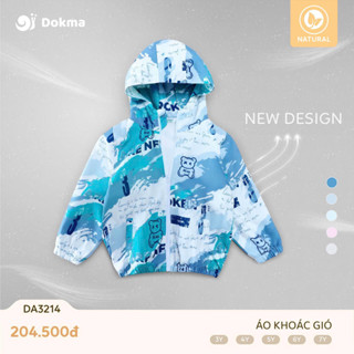 Áo khoác gió bé trai , bé gái dokma DA3214 (3-7Y) vải gió  2 lớp mềm mịn