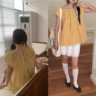 Kii Wii Mùa hè mới phiên bản Hàn Quốc Áo sơ mi dáng rộng rỗng đơn giản dành cho nữ 240706