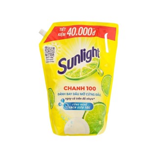 Nước rửa chén Sunlight Chanh 100 đánh bay dầu mỡ cứng đầu túi 3.1kg