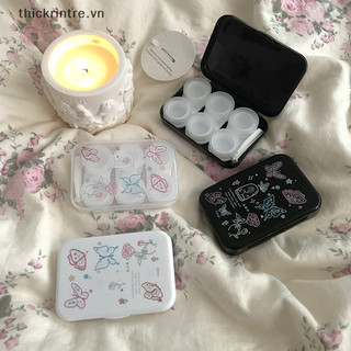 THI 3 Cặp Hộp Chăm Sóc Ống Kính Tiếp Xúc Ngọt Ngào Di Động Hộp Bảo Quản Ống Kính Tiếp Xúc Bé Gái Làm Đẹp Học Sinh Hộp Đựng Du Lịch VN