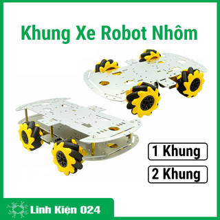 Bộ Khung Xe Robot 4 Bánh Mecanum Khung Nhôm