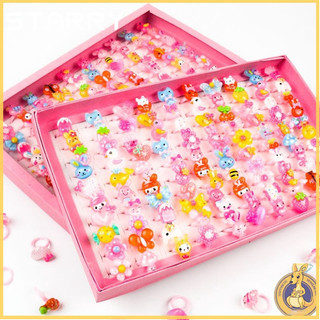 Set 10 nhẫn bằng nhựa kiểu dáng hoạt hình dễ thương cho bé gái