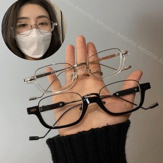 Kính cận thị 0 ~ 4.0 nữ thời trang retro nửa khung kính vuông khung nhỏ trong suốt