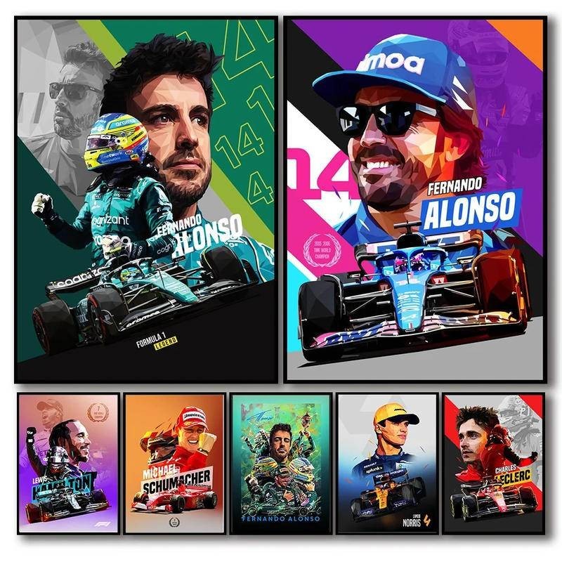 2023 Pop Sports F1 Legend Racing Poster Thẩm Mỹ Schumacher Formula 1 Racer Mũ Bảo Hiểm Vải In Hình T