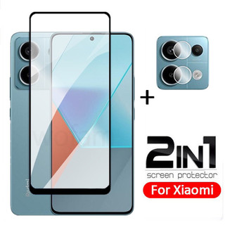 Kính Cường Lực Full màn + Dán bảo vệ camera Cho Xiaomi Redmi Note 13 12 Pro+ Plus 12s 11 11S 10 9 9s 8 Pro Redmi 13C 12 10C 9T 9A 9C A2+ Poco C65 F3 F5 Pro X5 4G 5G