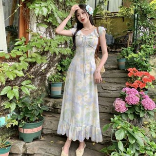 Trang Phục Nữ Mẫu Mới Mùa Hè Kiểu Pháp Thiết Kế Nhẹ Nhàng Váy Liền Tay Bay Váy Hoa Nhí