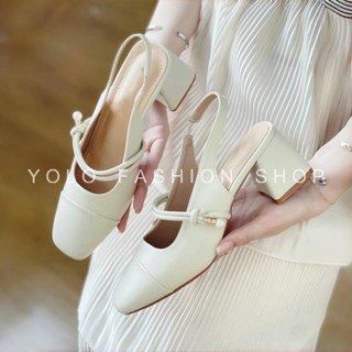 Giày Cao Gót Nữ Slingback - Giày hở gót - Giày Sandal Cao Gót Nữ Mũi Vuông êm mềm cao 5p quai ngọc cao cấp - TG16