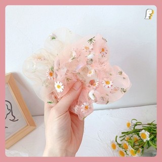 [Hàng có sẵn] Scrunchies thun cột tóc vải lưới thêu hoa cúc