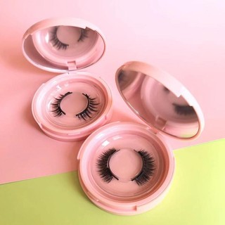  Kiligmata Hộp màu hồng lông mi giả từ tính có kẹp Lông mi giả từ tính Lông mi nam châm mềm có thể tái sử dụng Không keo dán Nhìn tự nhiên với C Curl - Cặp đơn 