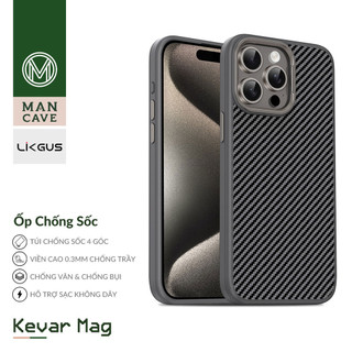 Ốp carbon likgus kevar ốp lưng chống sốc chống trầy tốt mặt lưng nhám chống bẩn hỗ trợ sạc không dây