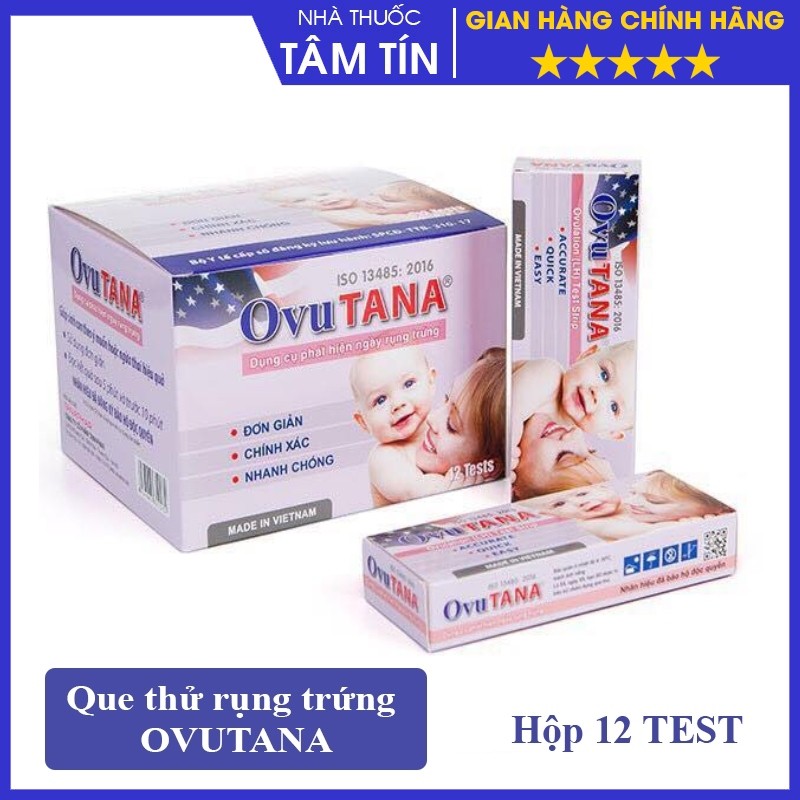 Dụng cụ phát hiện ngày rụng trứng, dụng cụ que thử thai Ovutana – Combo 12 que