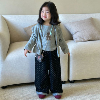 Bộ đồ thời trang thường ngày mùa thu cho trẻ em bé gái Phiên bản Hàn Quốc Áo Vest in hình gấu + Áo khoác Cardigan Bộ đồ hai mảnh