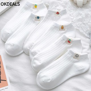 OKDEALS Tất Ngắn Nữ, Hoa Văn Trái Cây Trang Trí Miệng Nông Đến Mắt Cá Chân Tất Thấp, Chất Lượng Cao Thoáng Khí Cotton Polyester Dễ Thương Thuyền Tất Học Sinh