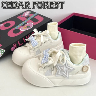 SHANMUSENLIN✨Giày thể thao thông thường đế dày tăng chiều cao thời trang dành cho nữ, giày nữ đế phẳng dành cho sinh viên