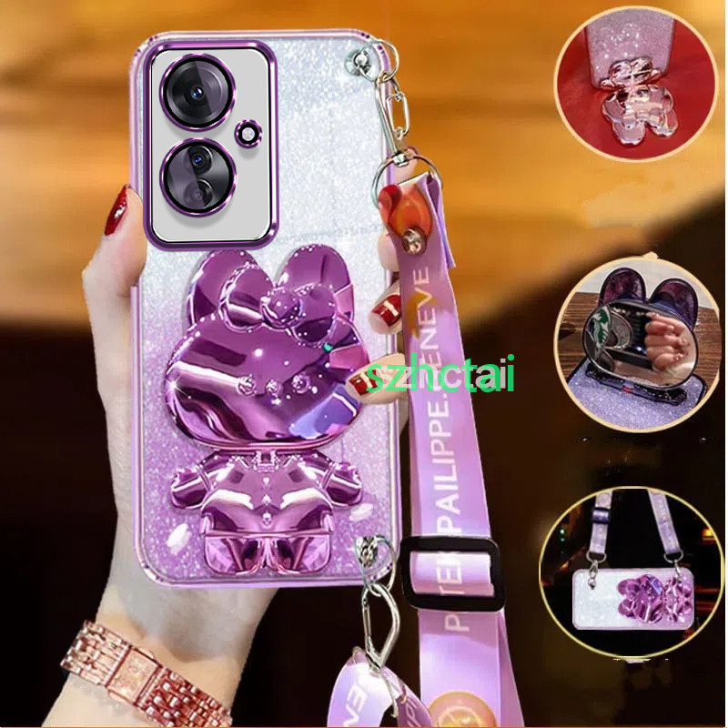 Ốp Lưng OPPO Reno11F 5G Reno11 5G Reno 11 Pro 5G Reno 8T 8 8Z 5G Reno 7 8 4G Reno7Z 5G Dây Buộc Vỏ Điện Thoại Sang Trọng Gương Làm Đẹp Hoạt Hình Giá Đỡ Bảo Vệ Vỏ Chống Sốc