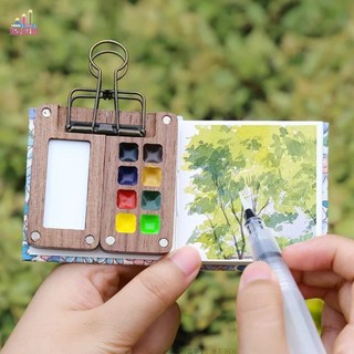 Bảng Sơn Màu Nước Mini Bằng Gỗ DIY Hộp Sơn Dụng Cụ Vẽ