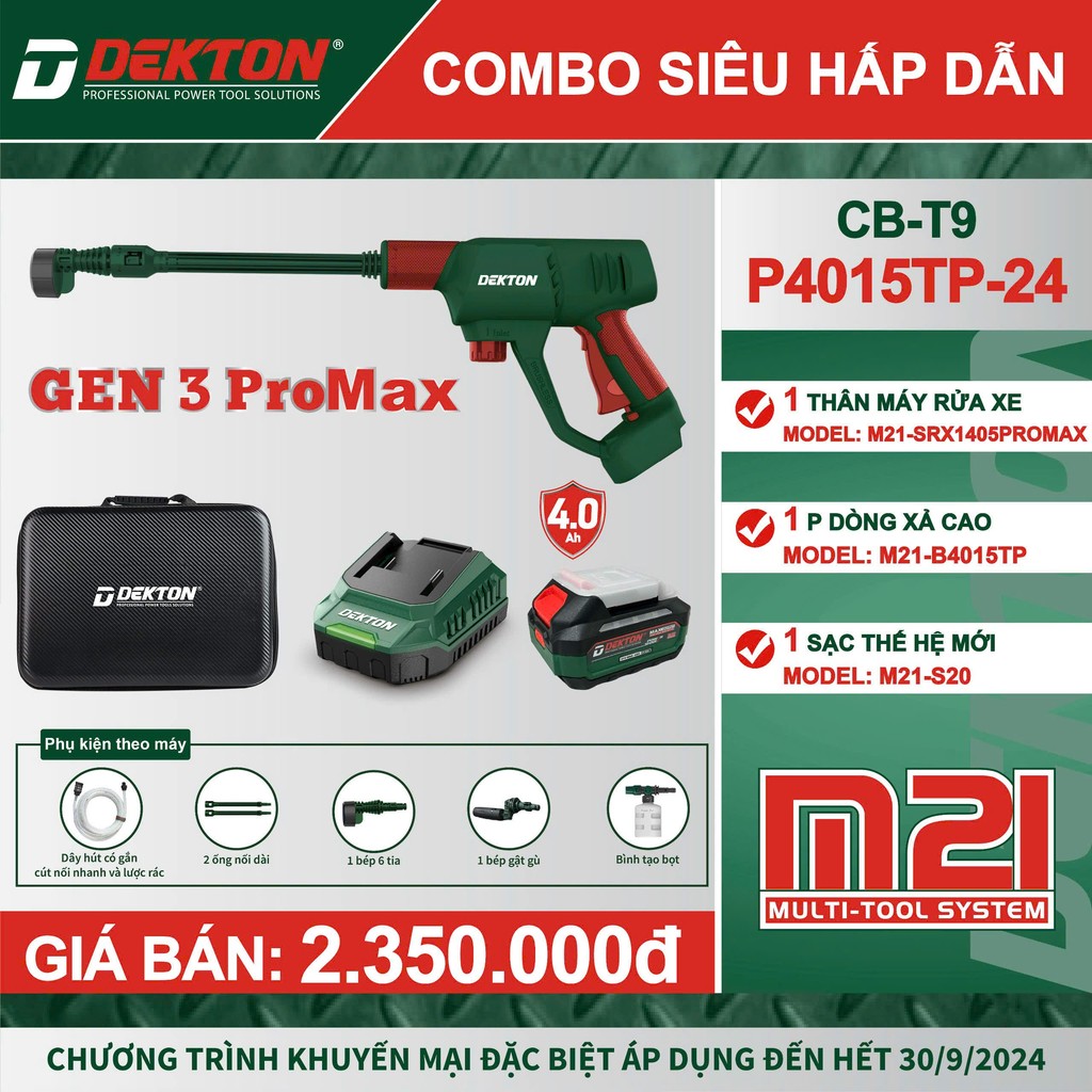 Máy rửa xe Dekton M21-SRX1405PROMAX model 2024 Combo PInn SAc Chính Hãng Dekton GIá TỐT