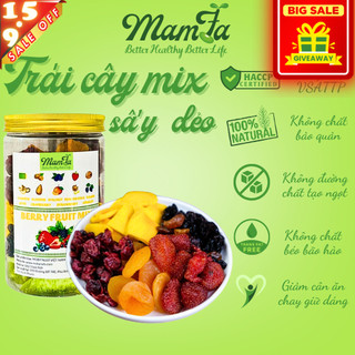 Trái cây sấy dẻo không đường Mamfa mix nho nâu xoài mơ vàng nam việt quất cao cấp không chất bảo quản