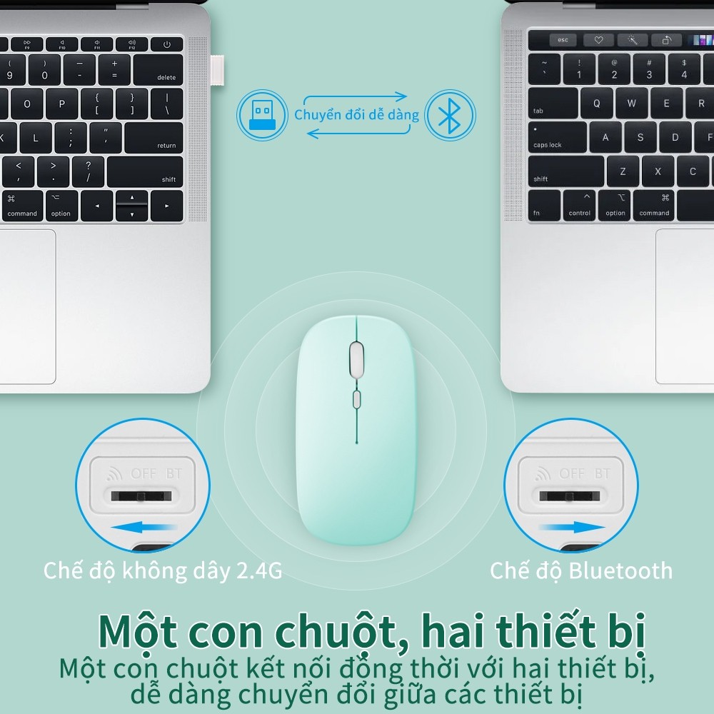 Chuột không dây Bluetooth 2 trong 1 Goojodoq Chế độ kép 2.4GHz | BigBuy360 - bigbuy360.vn
