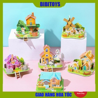 Tranh ghép mô hình nhà 3D bằng giấy xốp giúp phát triển tư duy cho bé, Đồ chơi giáo dục