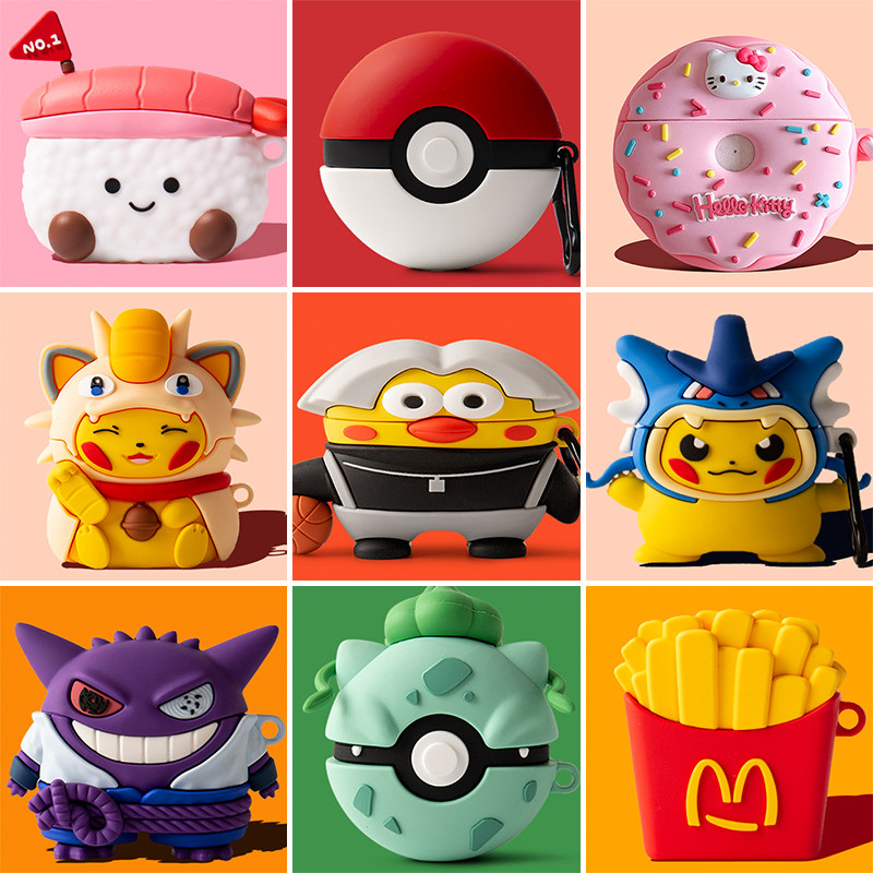 For AirPods 4 Case 3D Cartoon Pokémon Pikachu Cute Fries Silicone Soft Case Compatible with AirPods 