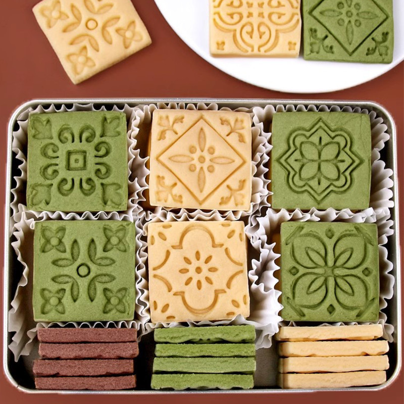 Khuôn làm bánh quy hoa văn gạch vuông khuôn cắt bánh quy vuông Khuôn làm bánh quy kẹp khuôn bánh quy