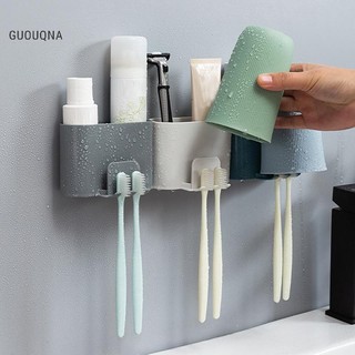 Giá đỡ bàn chải đánh răng GUOUqna Giá đỡ bàn chải đánh răng treo tường không đục lỗ Máy cạo râu Kem đánh răng Máy rửa miệng Cốc đựng đồ Phụ kiện phòng tắm GUOUqna