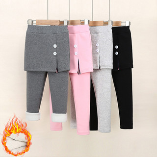 Kích Thước 110-150 Quần Áo Mùa Đông Cho Bé Gái Trẻ Em 3-10 Tuổi Plus Lông Cừu Giả 2 Chiếc Culotte Quần Legging Ấm Áp