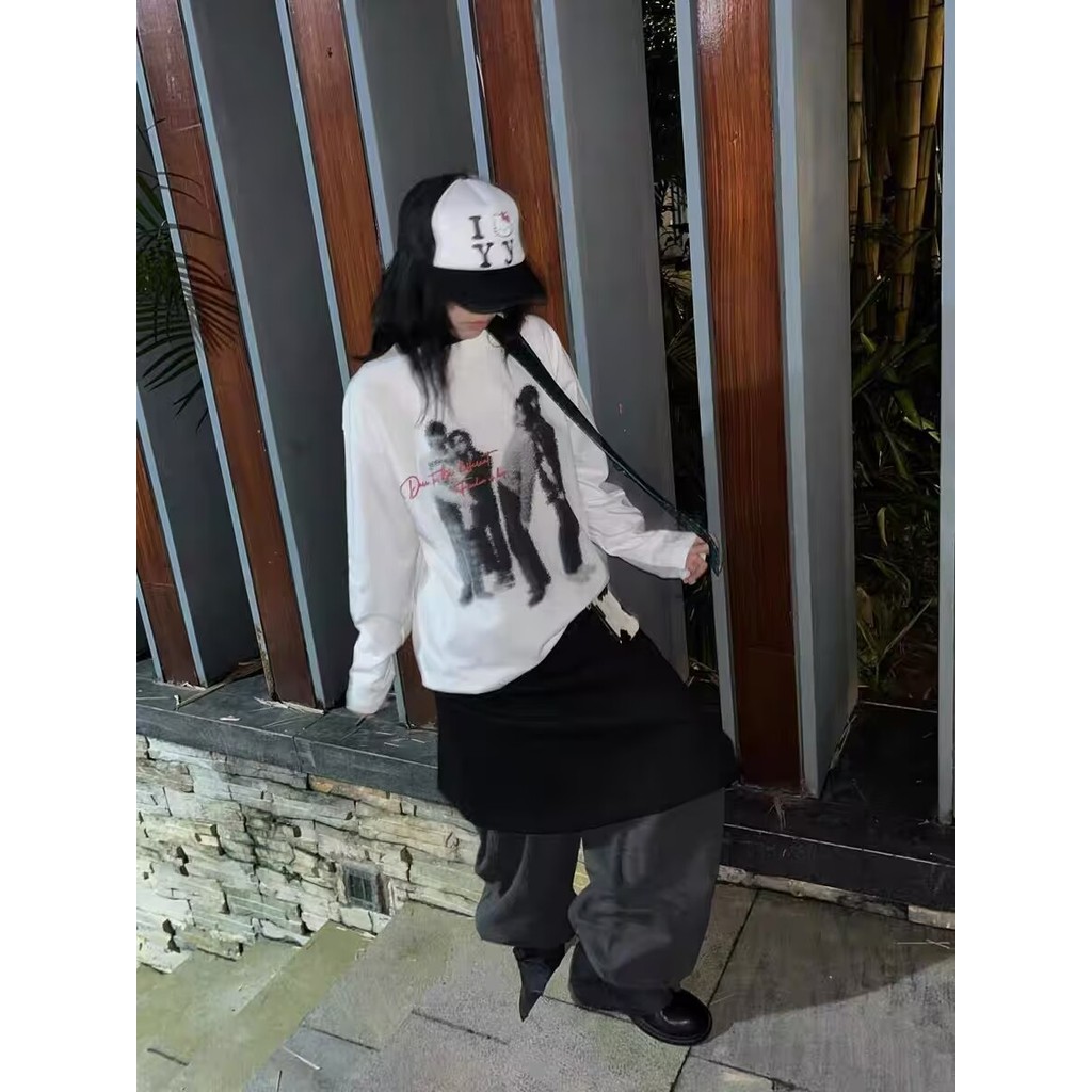 XUANMO Local brand Áo thun tay dài Áo thun phông form rộng 100% cotton BIG SIZE Áo T-shirt nữ áo T-s