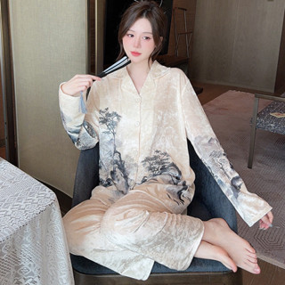 TEEFENG Đồ Ngủ Nữ Mùa Thu Và Mùa Đông Sang Trọng Nhung Cao Cấp Tay Dài Mặc Nhà