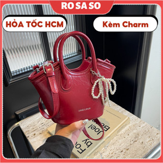 Túi xách nữ cầm tay mini đeo chéo đeo vai xô nhỏ đi làm đi chơi đẹp mới 2024 da PU ROSASO TX147