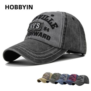 HOBBYIN Mũ Lưỡi Trai Màu Trơn Thêu Chữ Distress Phong Cách hip hop