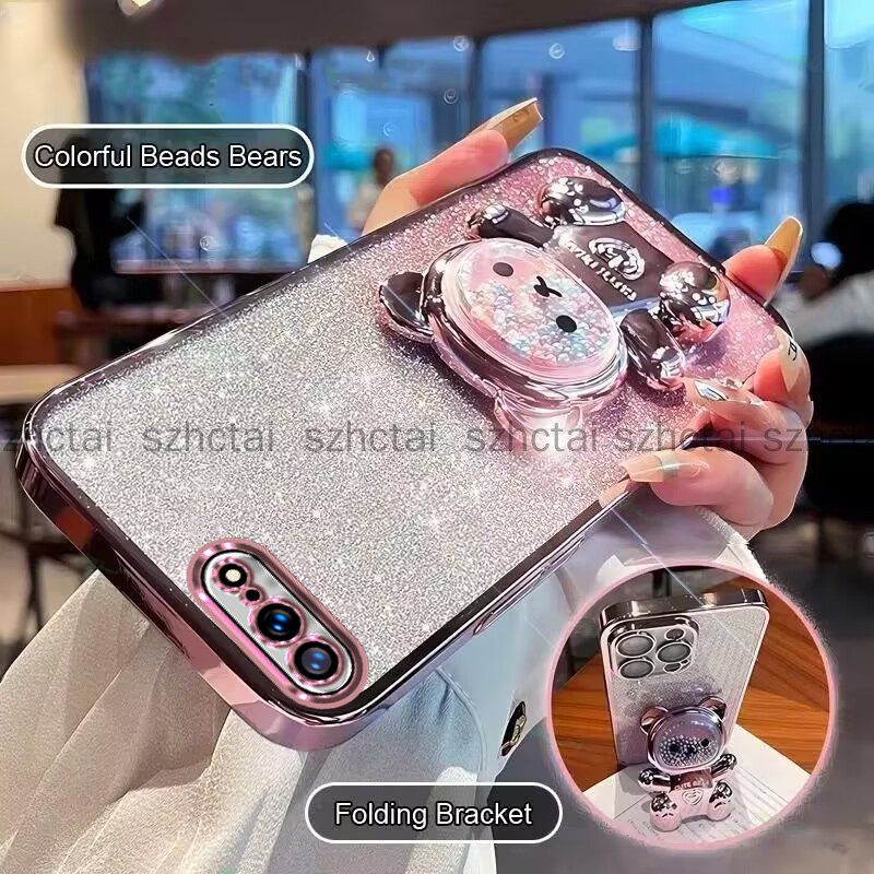 Ốp lưng iPhone 7 plus 8 plus 6 plus 6s plus 7 8 6 6s SE 2020 Ốp điện thoại giảm căng thẳng Vỏ điện thoại hình gấu hạt đầy màu sắc