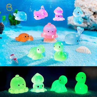 [Kittenbaby] Trang trí động vật biển dạ quang Mặt dây chuyền động vật phát sáng Micro Fish Cua Dolphin Octopus Trang trí cảnh quan [mới]