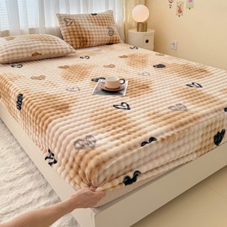 Love Bunny Fleece Bed Cover 12 Tùy chọn Túi trải giường Flannel Mùa đông Ấm áp Giường Đơn / Siêu Đơn / Nữ hoàng / Vua / Siêu Vua Kích Thước Chăn Ga Gối