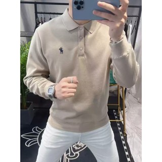 Áo Hoodie polo cao cấp mẫu mới áo nam thương hiệu thời trang cỡ lớn dài tay cổ bẻ thêu nam