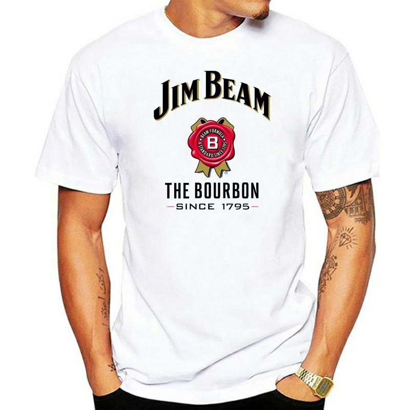 Mới Trắng 100% Cotton Nam Mùa Hè Áo Thun Jim Beam Whisky Size S-XXLPrint Áo Nam