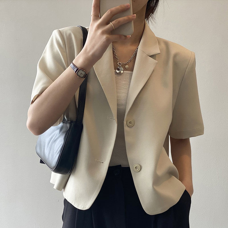 Áo Blazer Ngắn Tay Thời Trang Cho Phụ Nữ Mùa Hè Mỏng Phong Cách Hàn Quốc Mới Áo Blazer Ngắn Thoải Má