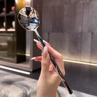 Thìa cán dài Thìa thép không gỉ Thìa gia dụng đầu tròn