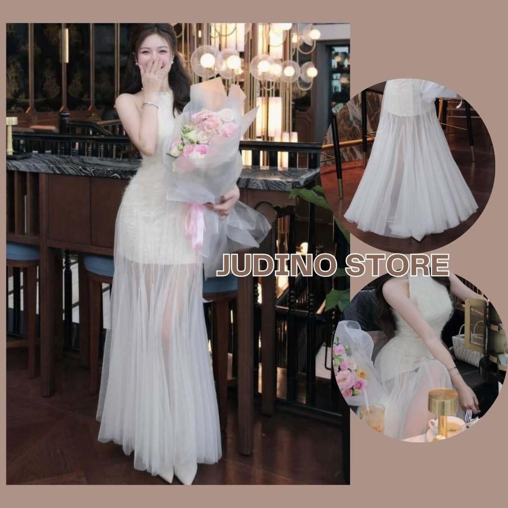 Đầm Dự Tiệc Cổ Yếm Ren Hoa Phối Lưới Xòe Bồng Runam Dress – Thiết Kế Bay Bổng, Sang Trọng, Không Cườ