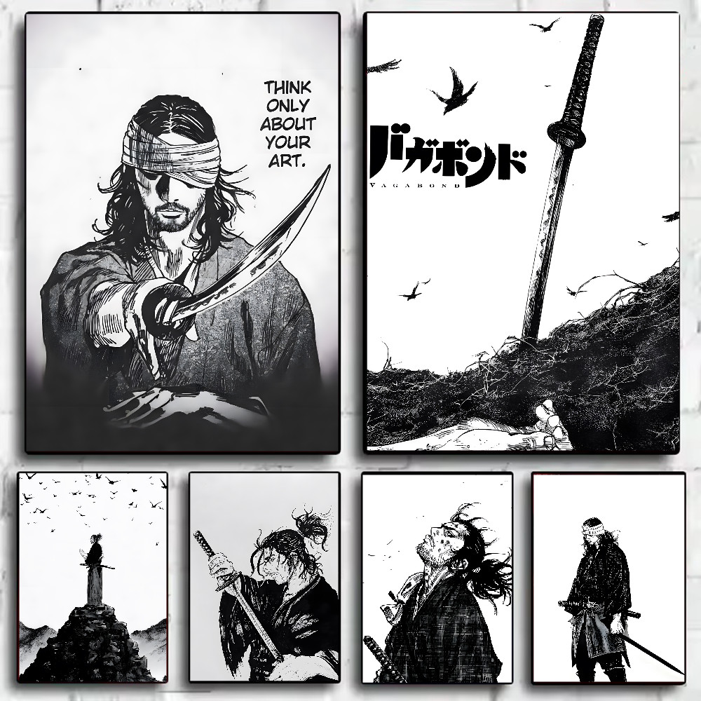Poster vải Canvas khung Vagabond Manga | Trang trí tường chống nước HD Art cho gia đình, phòng khách