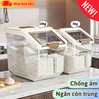 Hộp Đựng Gạo Chicbabe 5kg/10kg – Nhựa Cao Cấp, Nắp Lật Kín, Đựng Gạo, Hạt Tiện Lợi Cho Mọi Nhà Bếp