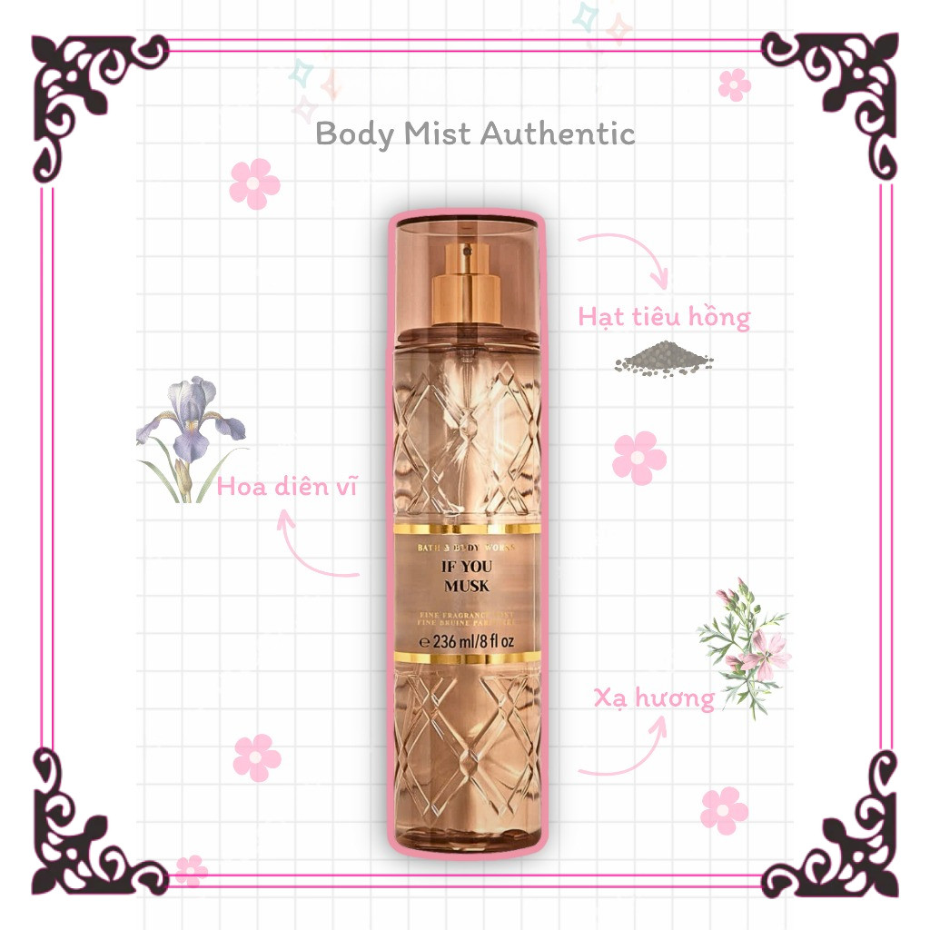 🌸Hana🌸 [ 𝐁𝐨𝐝𝐲𝐦𝐢𝐬𝐭 𝐀𝐮𝐭𝐡𝐞𝐧𝐭𝐢𝐜 ] Xịt thơm toàn thân - 𝐈𝐅 𝐘𝐎𝐔 𝐌𝐔𝐒𝐊 - BATH & BODY WORKS