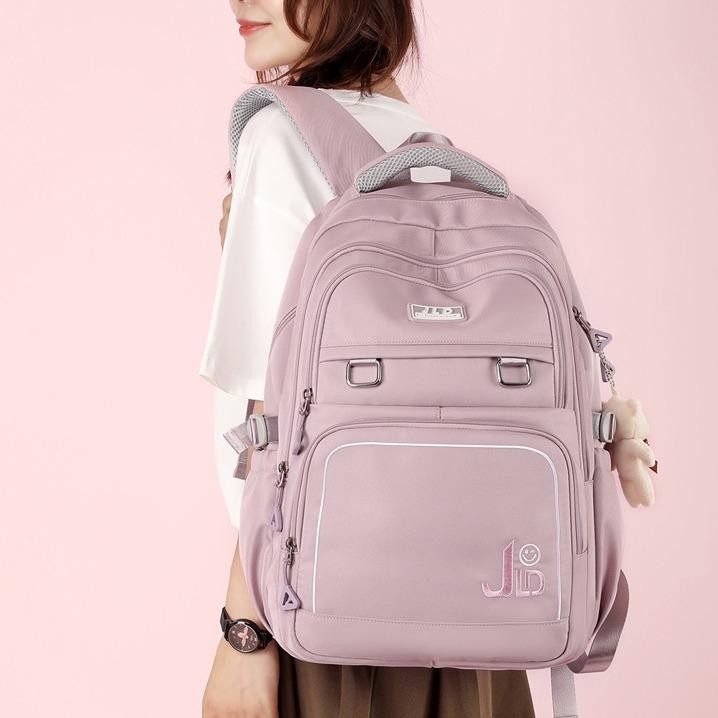 Ba lô phong cách Hàn Quốc rộng rãi & nhẹ - Màu trơn tối giản, Túi học sinh thông thường để dễ dàng mang theo