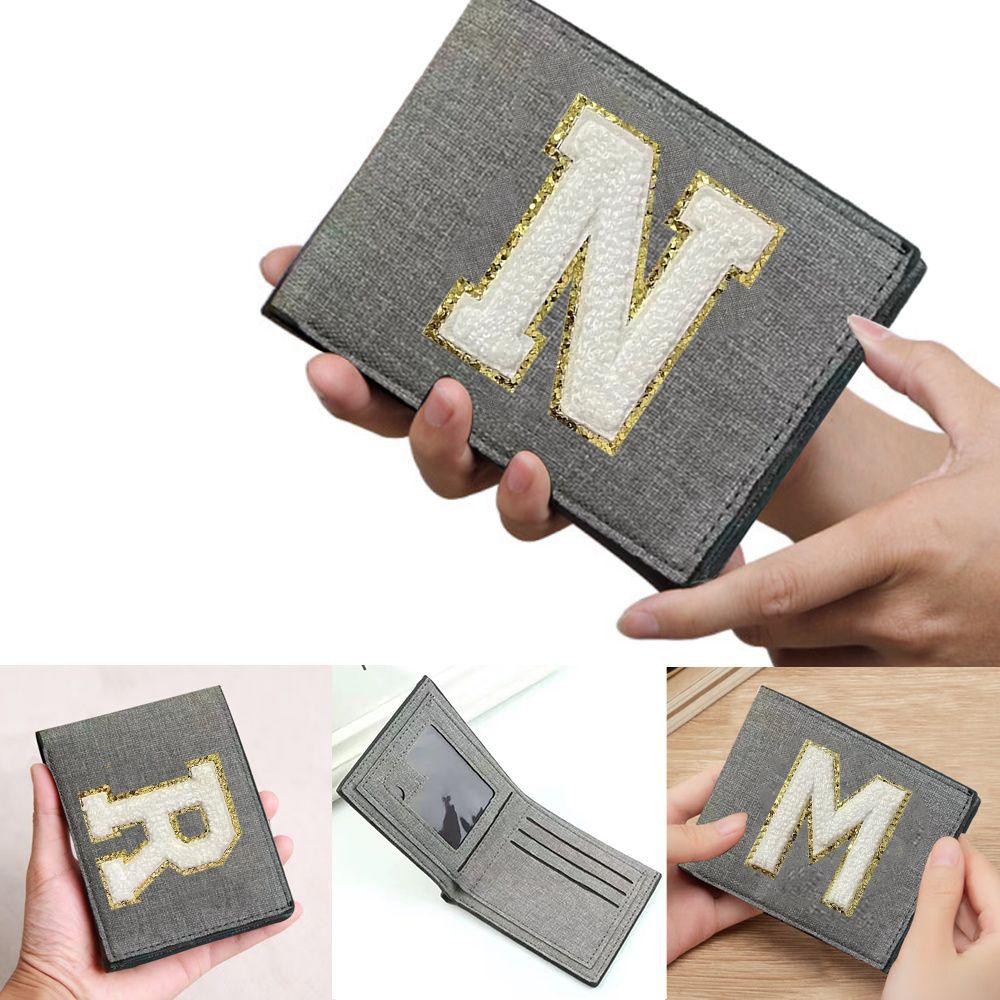 Coin Purses Retro short wallet multi-card slot card holder wallet ultra-thin golden embroidered lett