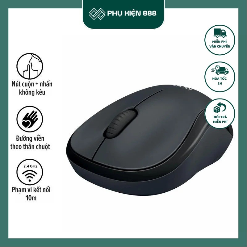 Chuột không dây Logitech Silent M220 (Đen)