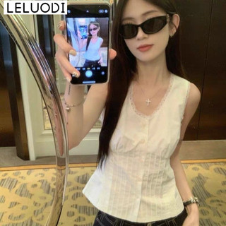 LELUODI áo sơ mi nữ áo kiểu hàn quốc chic rực rỡ tráng lệ Thoải mái WCS2470396 27Z240706