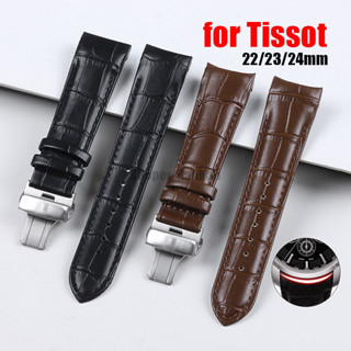 Dây đeo đồng hồ bằng da thật 22mm 23mm 24mm cho Tissot T035 607 407 439 428 617 Dây đeo cổ tay cong End Belt Vòng đeo tay nam nữ Khóa bướm Dây đeo cổ tay